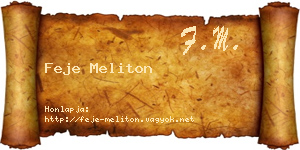 Feje Meliton névjegykártya